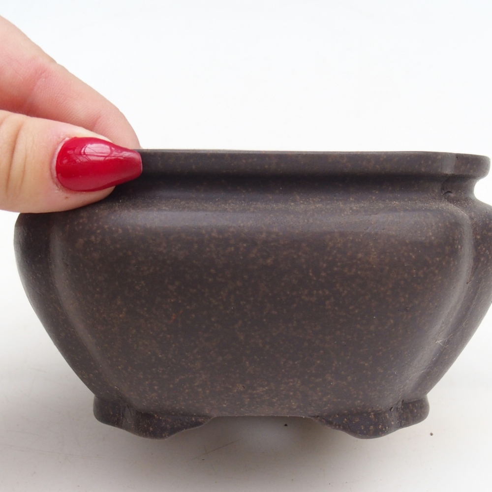 Ceramic bonsai bowl 12 x 12 x 7 cm, colour brownish ochre