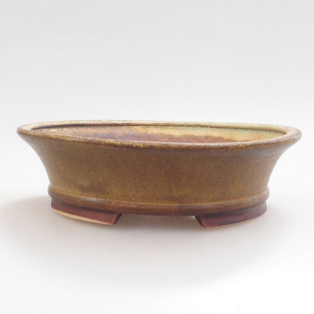 Ceramic bonsai bowl 13,,5 x 12 x 3,5 cm, color green