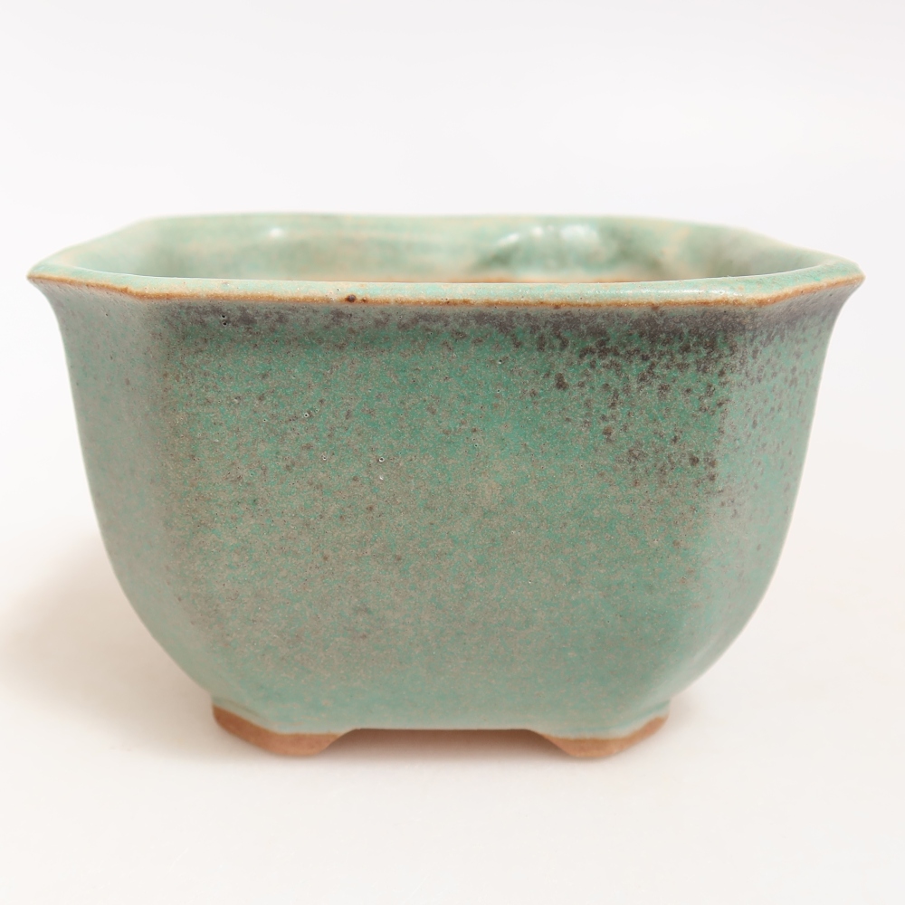 Ceramic bonsai pot, 10 x 10 x 6.5 cm, green