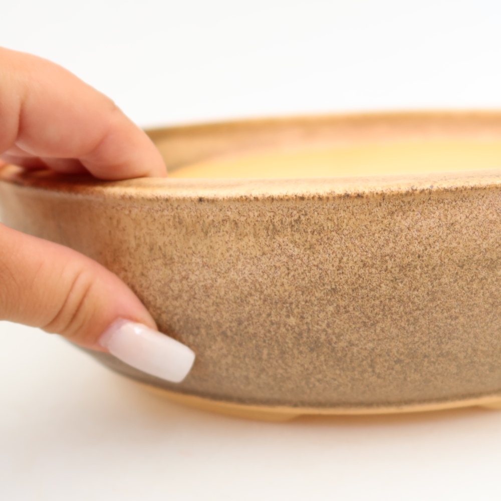 Ceramic bonsai pot, 26 x 26 x 7.5 cm, brown