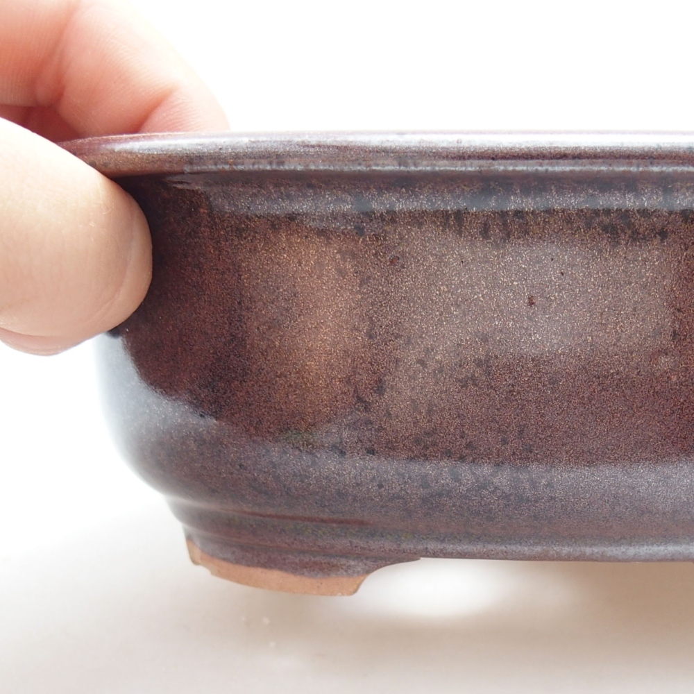 Ceramic bonsai bowl 15,5 x 12 x 6 cm, color brown