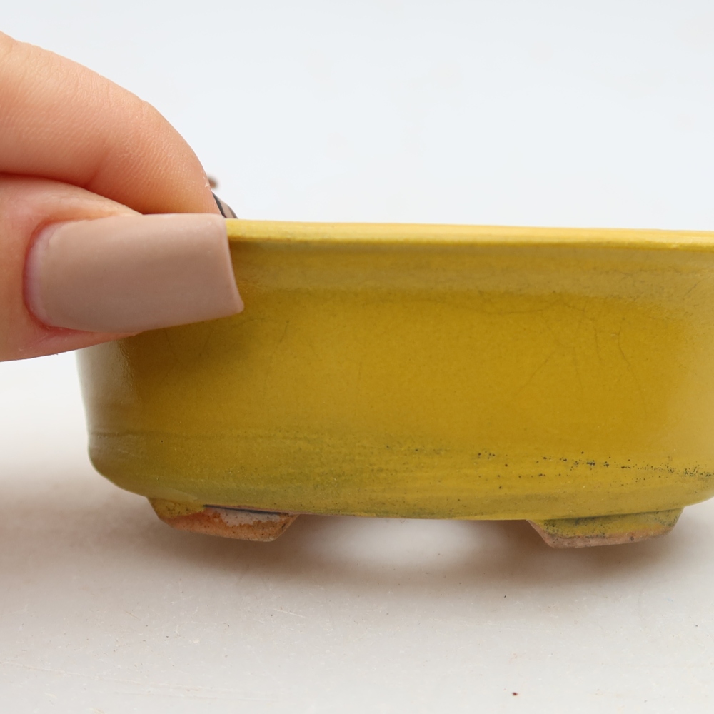 Ceramic bonsai pot, 9.5 x 6.5 x 3 cm, yellow