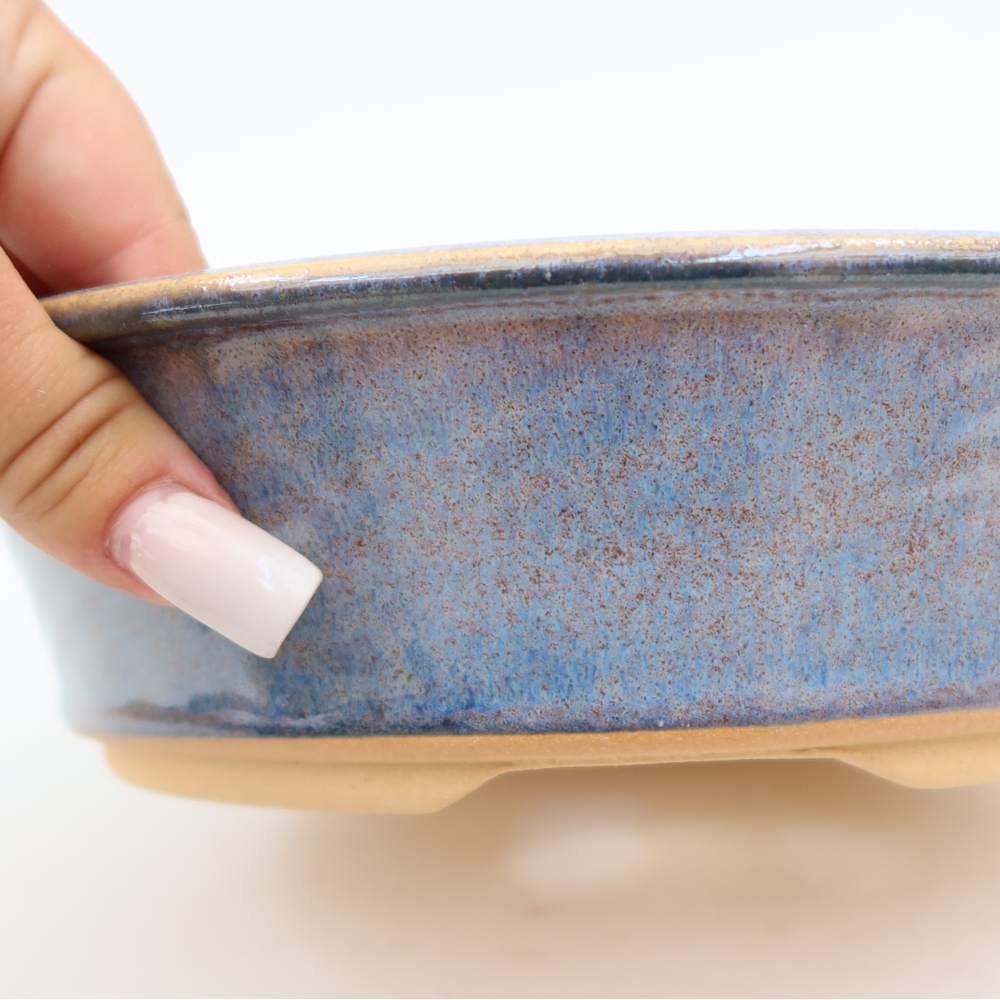 Ceramic bonsai pot, 23.5 x 23.5 x 6 cm, blue