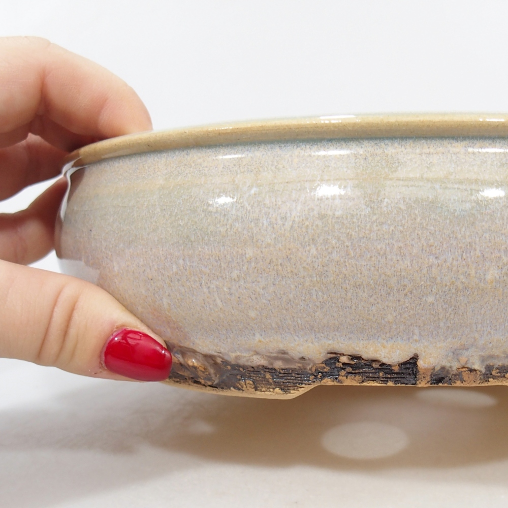 Ceramic bonsai bowl 19 x 19 x 6 cm, green