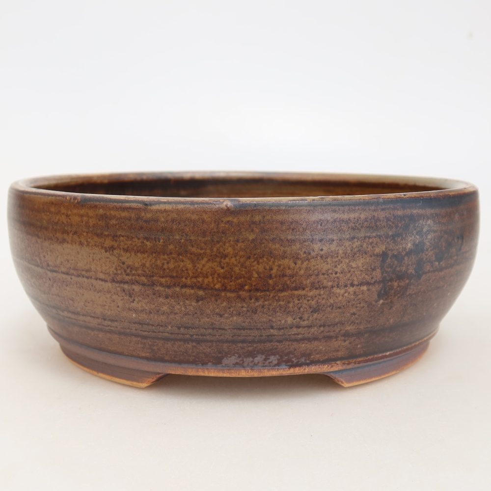 Ceramic bonsai pot, 17 x 17 x 6 cm, brown