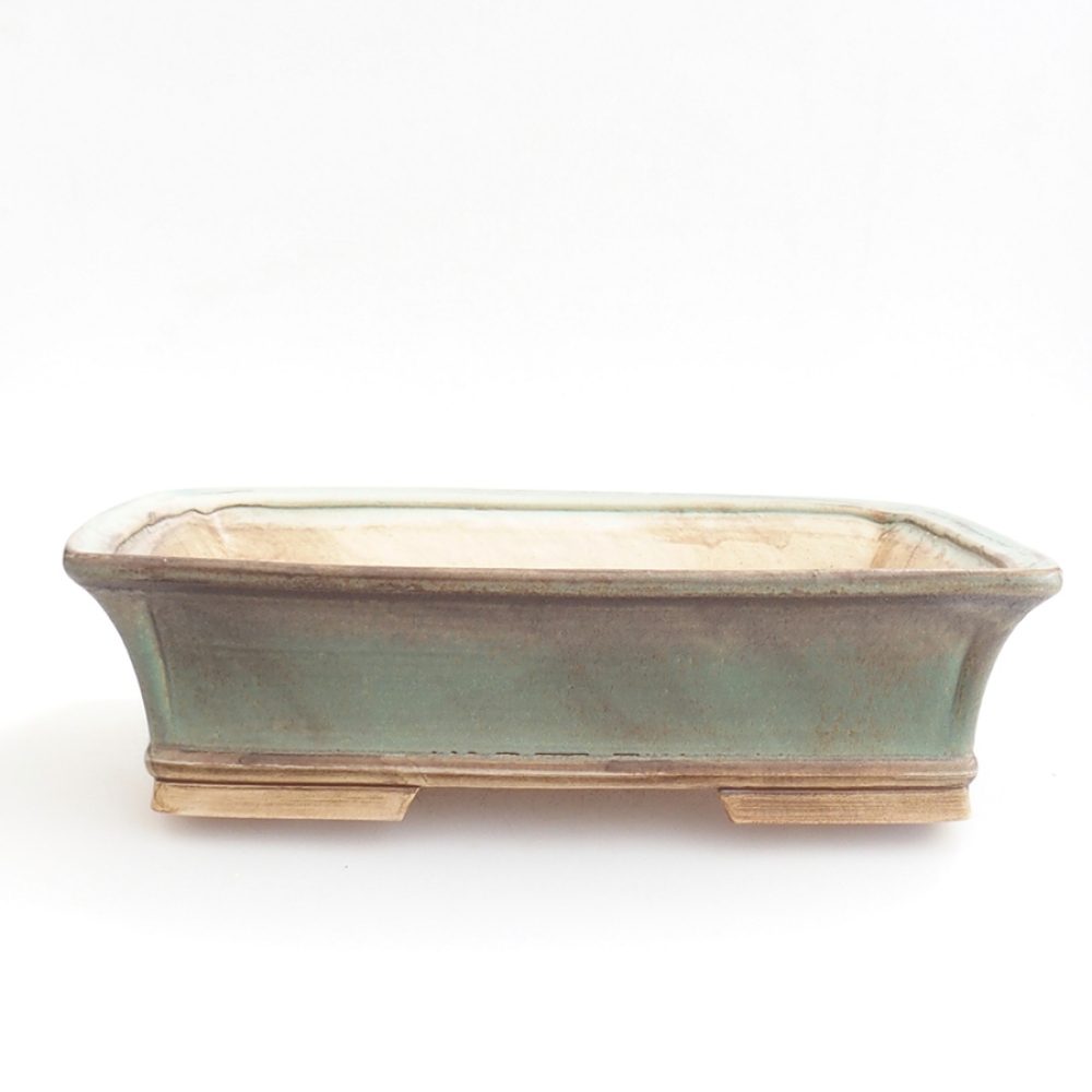 Ceramic bonsai bowl 29,5 x 25 x 7,5 cm, green