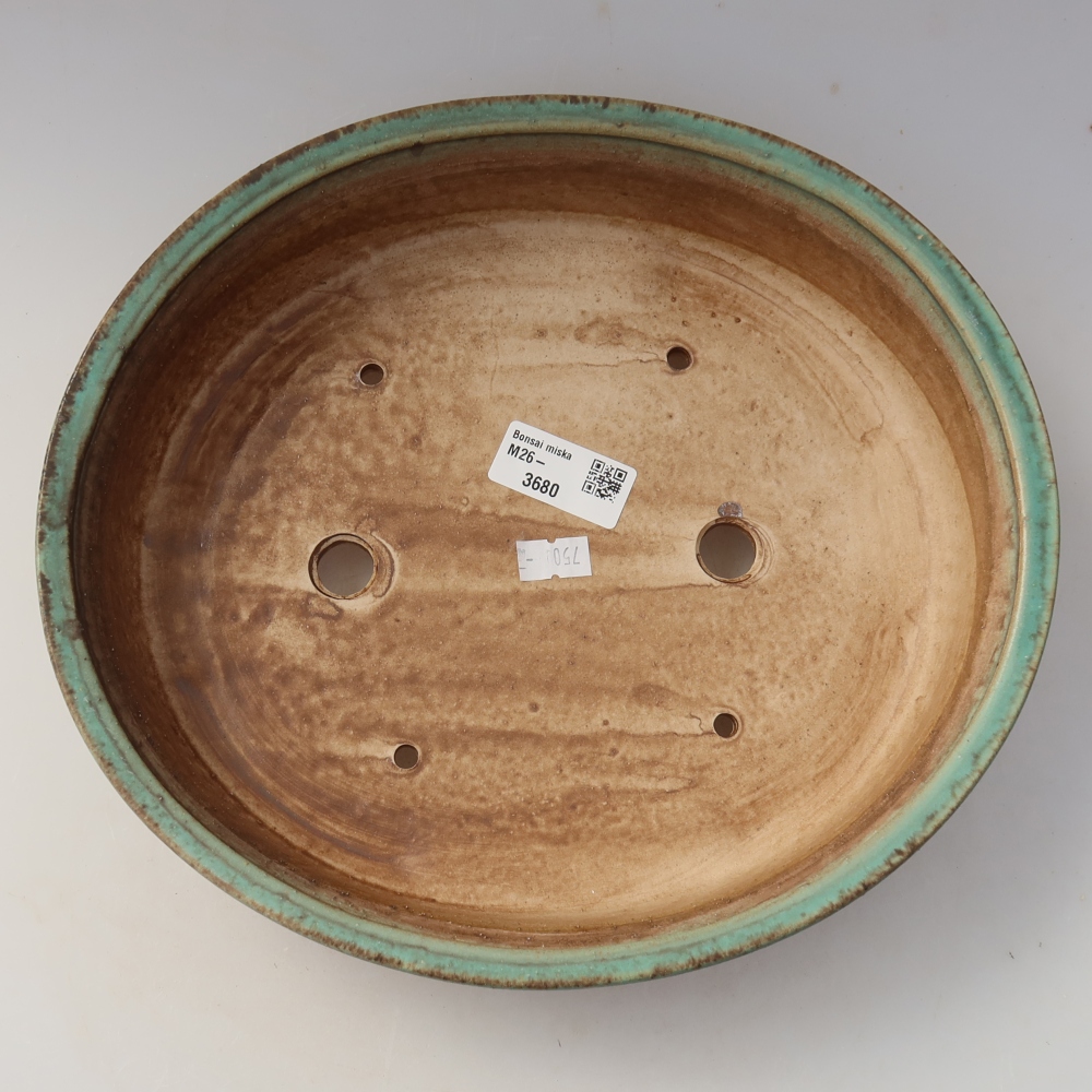 Ceramic bonsai pot, 26 x 24 x 6 cm, green