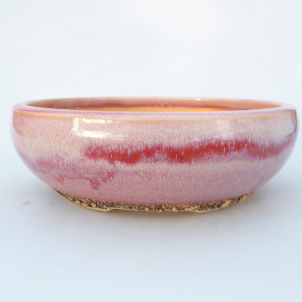 Ceramic bonsai bowl 18,5 x 18,5 x 6 cm, pink