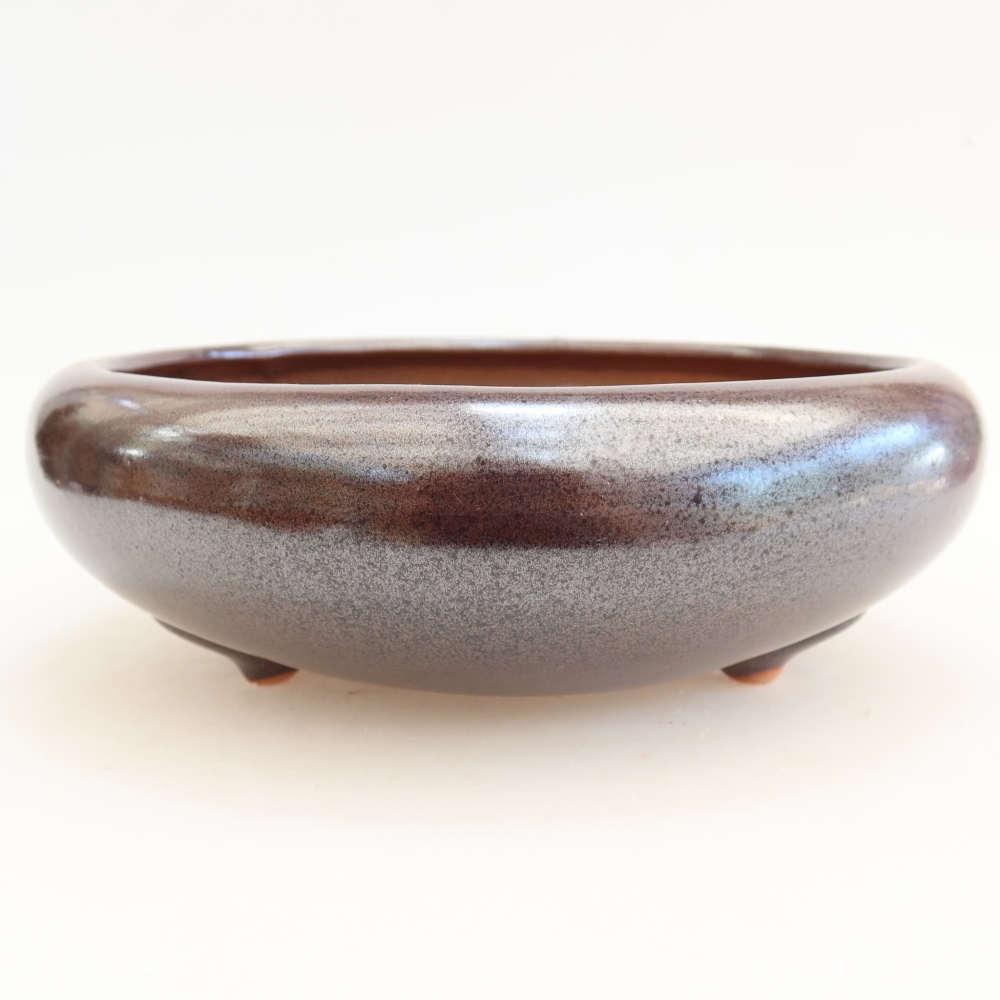 Ceramic bonsai pot, 20.5 x 20.5 x 7 cm, brown
