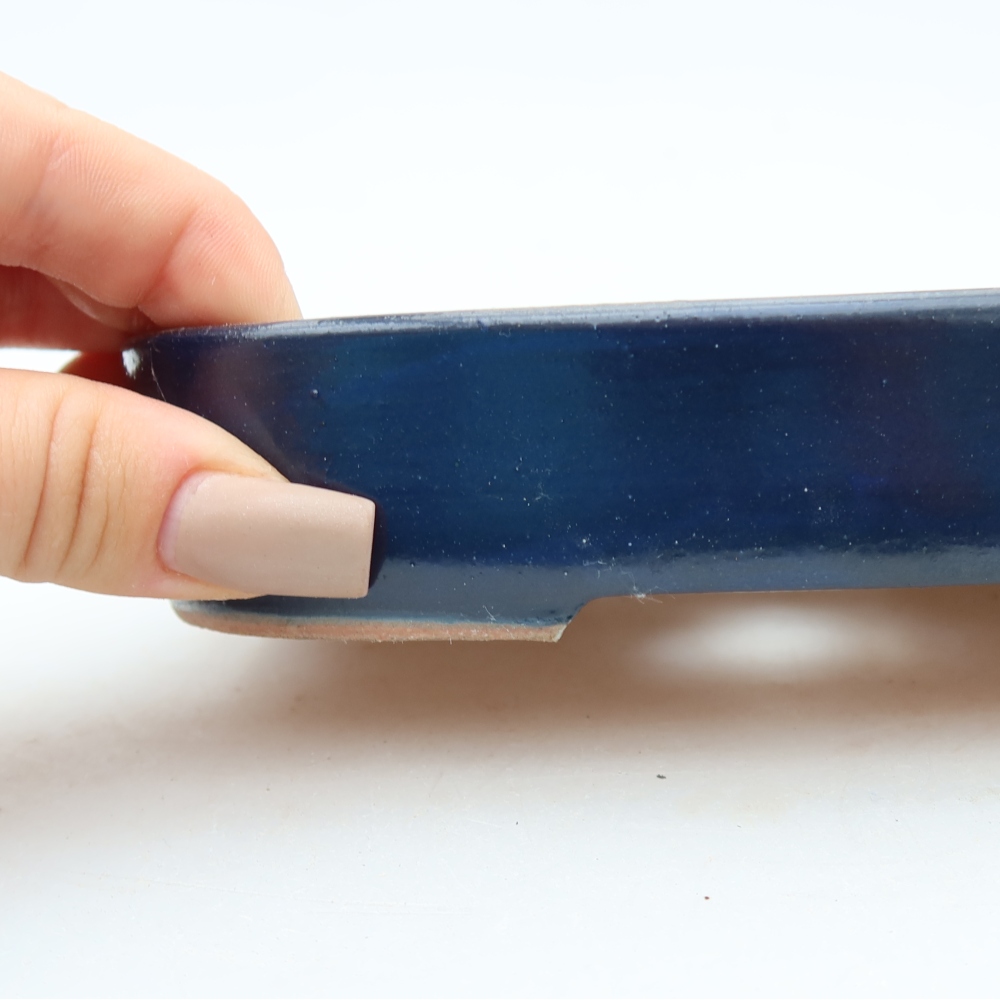 Ceramic bonsai pot, 16 x 11 x 3.5 cm, blue