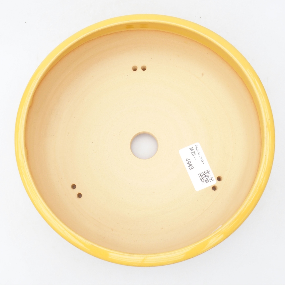 Ceramic bonsai bowl 20,5 x 20,5 x 6 cm, color yellow