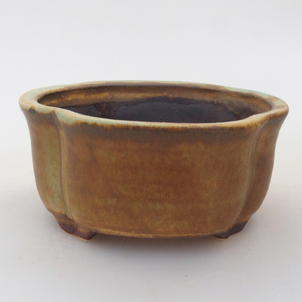 Ceramic bonsai bowl 7,5 x 7 x 3,5 cm, color brown