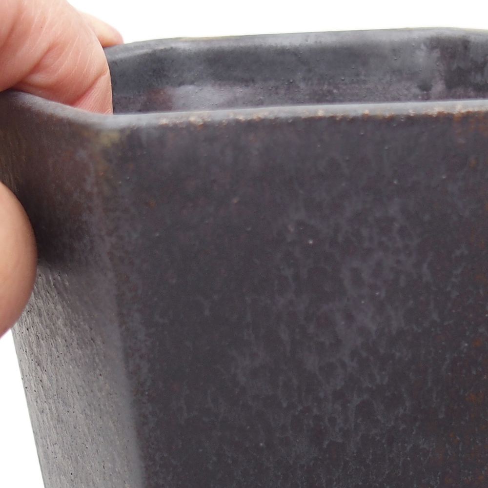 Ceramic bonsai bowl 13 x 11,5 x 17 cm, green-grey