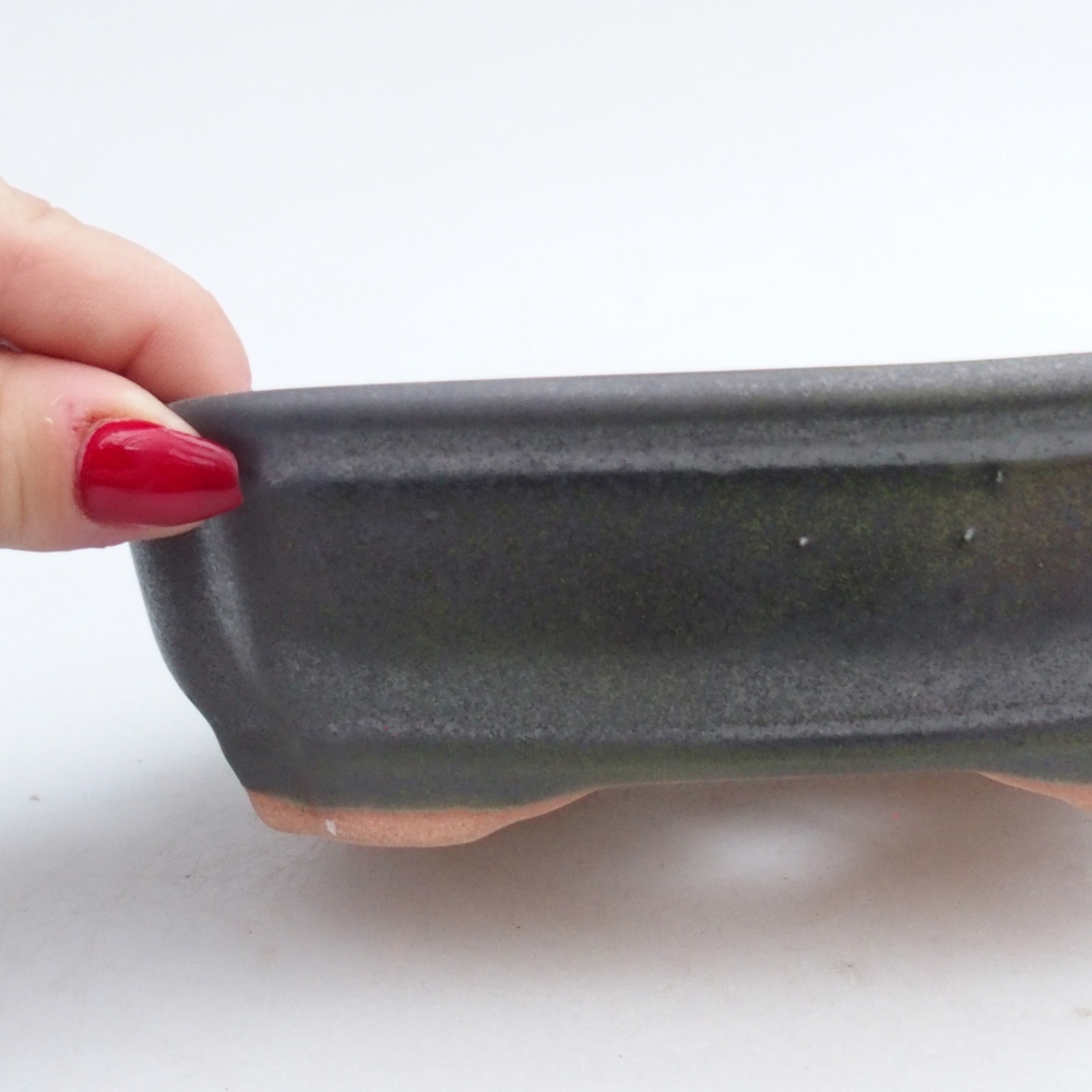 Ceramic bonsai bowl 16 x 12 x 5 cm, green