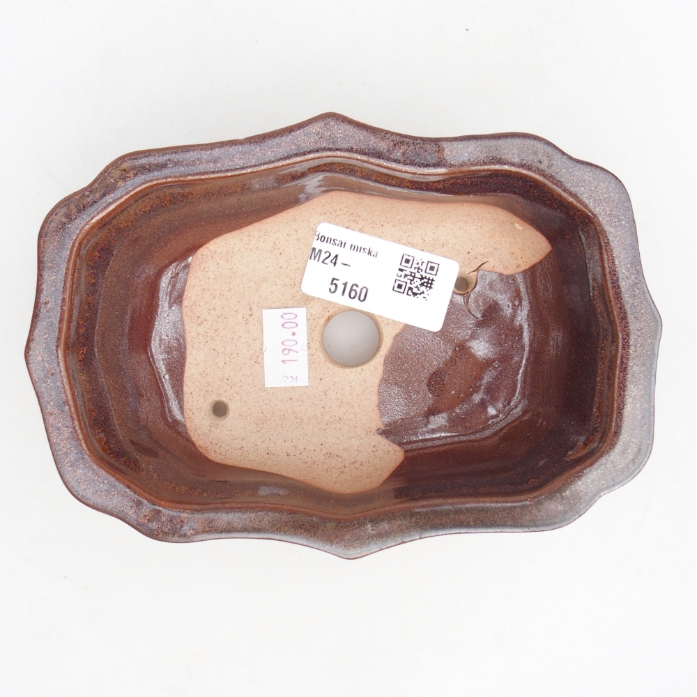 Ceramic bonsai bowl  15,5 x 11,5 x 4,5 cm, color brown