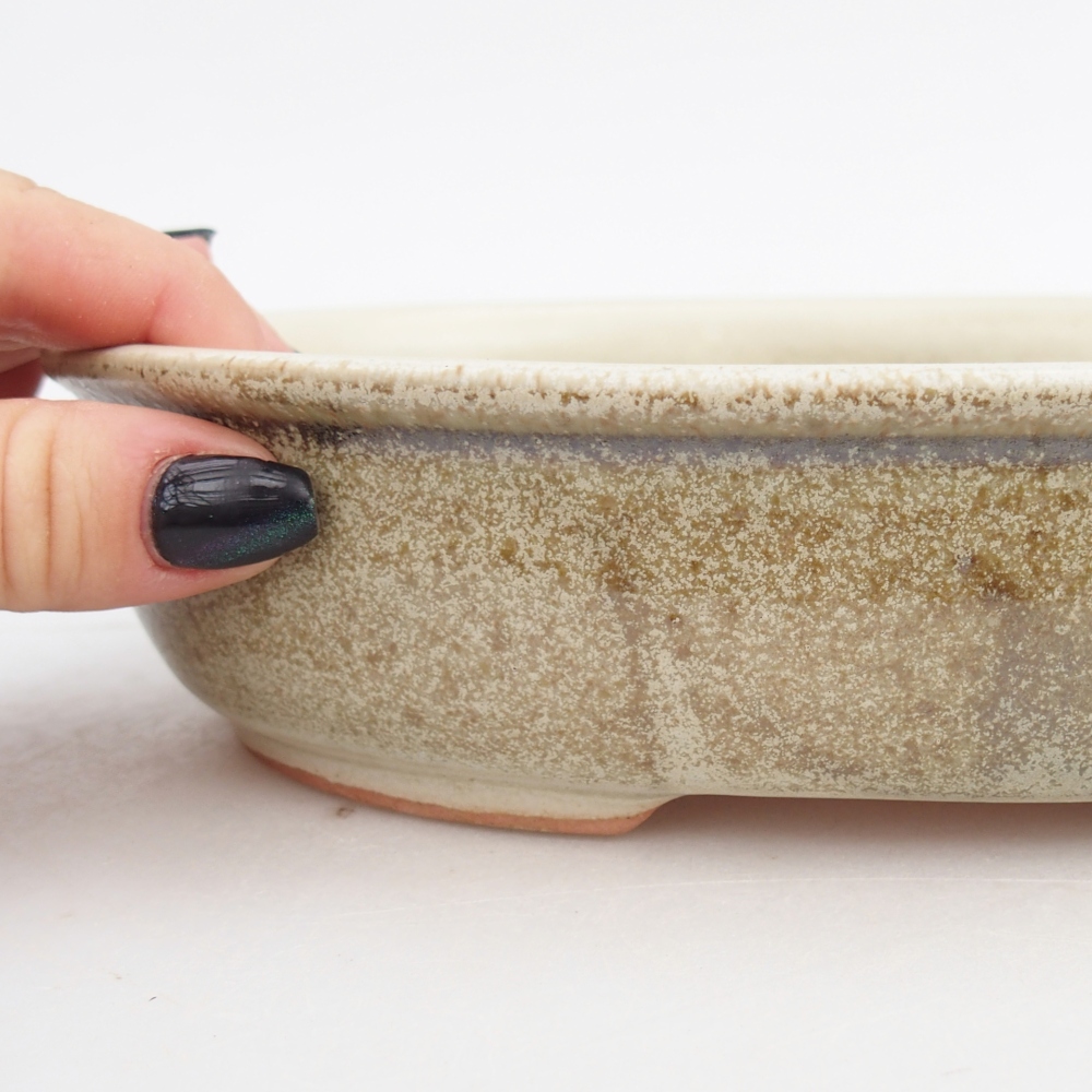 Ceramic bonsai bowl 21,5 x 17 x 5 cm, green