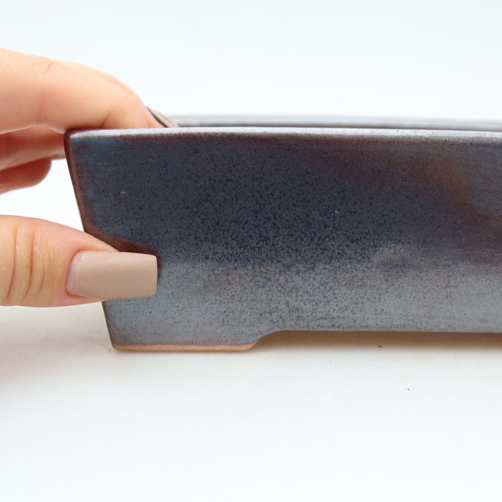 Ceramic bonsai pot, 16 x 11.5 x 5.5 cm, brown