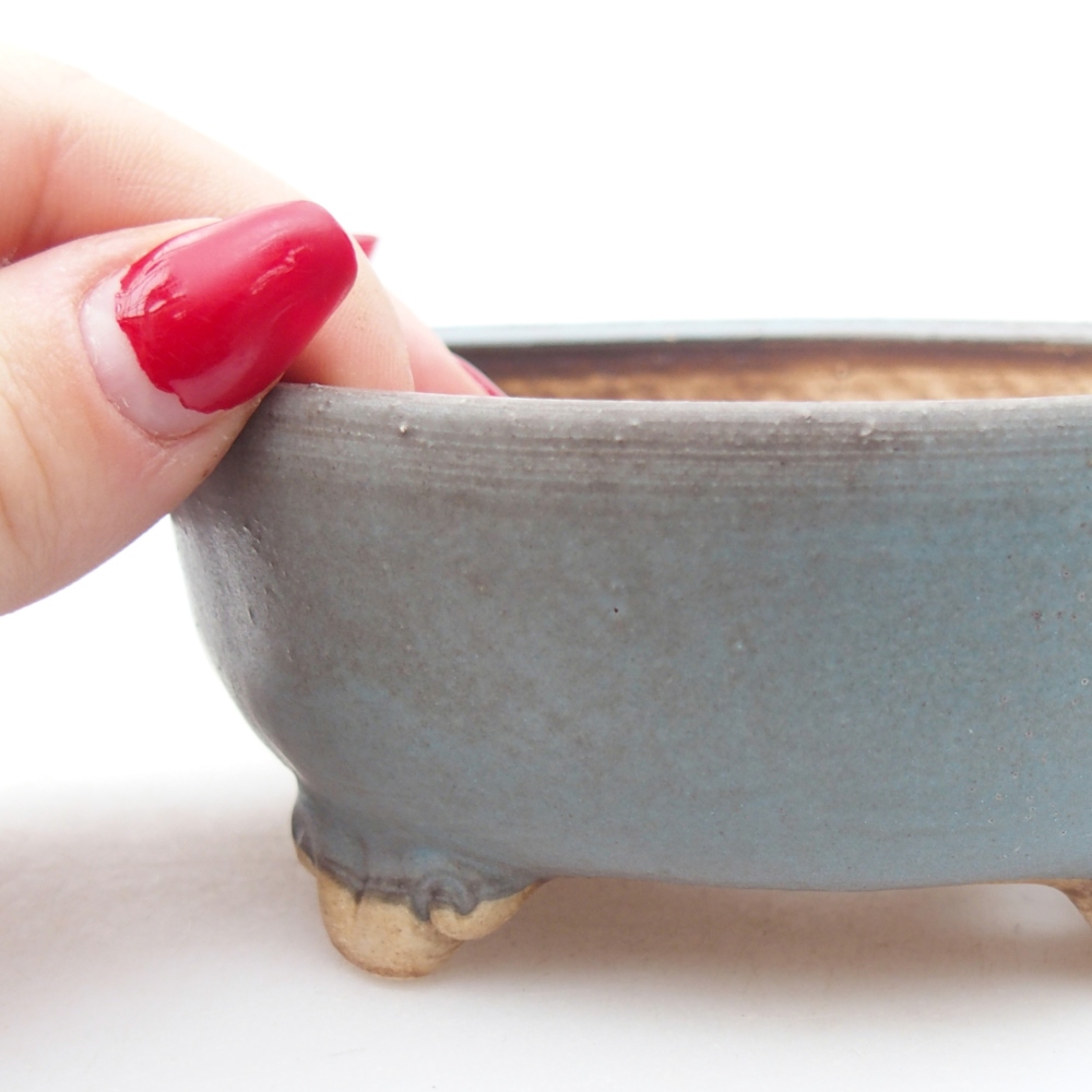 Ceramic bonsai bowl 11 x 11 x 4,5 cm, colour blue