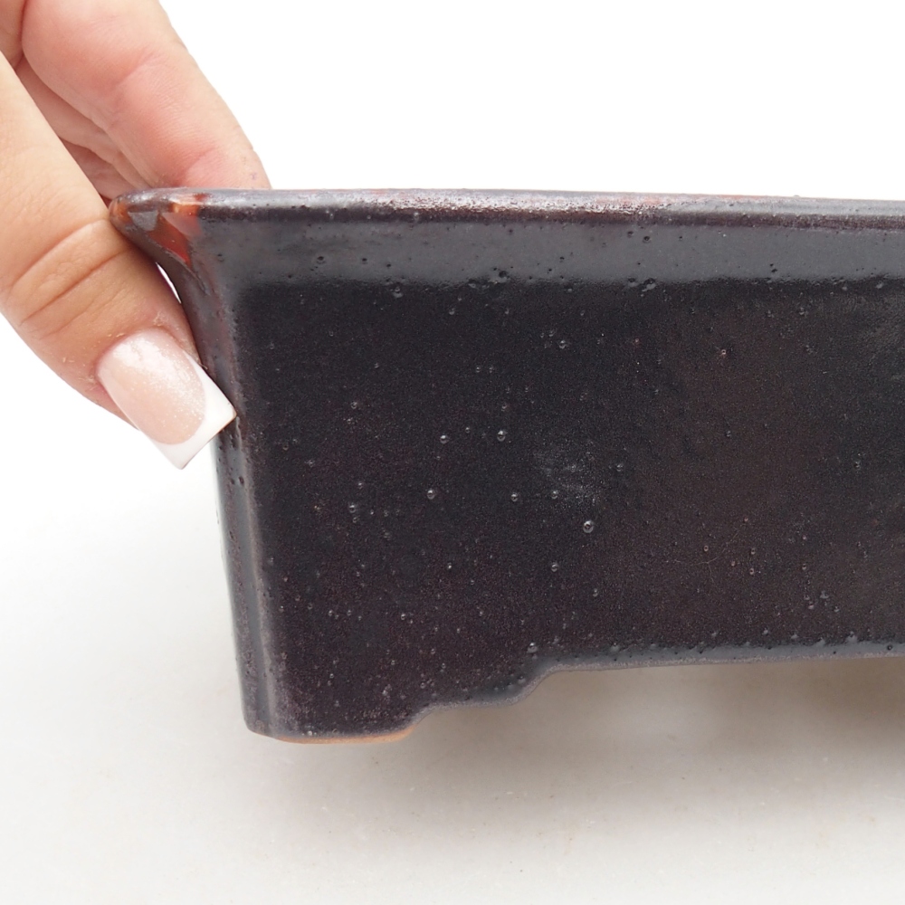 Ceramic bonsai bowl 18 x 14 x 7 cm, brown