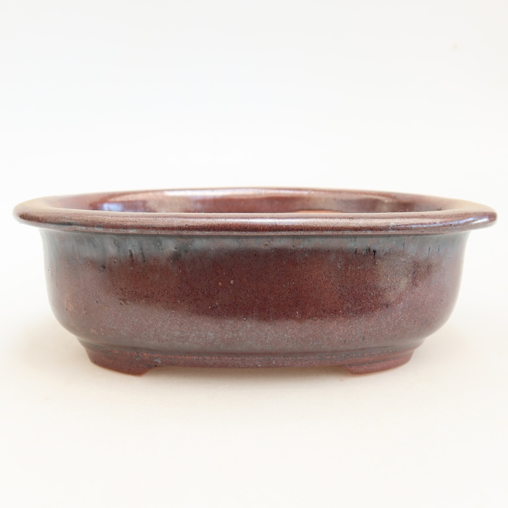 Ceramic bonsai pot, 18 x 14.5 x 5.5 cm, burgundy