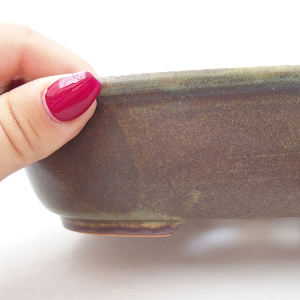 Ceramic bonsai bowl 19 x 15 x 5 cm, color green