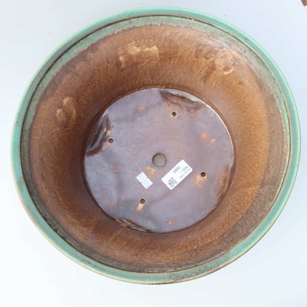 Ceramic bonsai pot, 31.5 x 31.5 x 14.5 cm, green