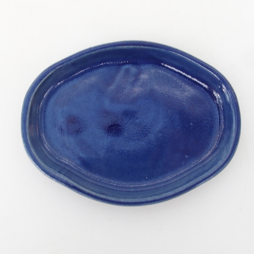 Bonsai pot + saucer H05 - 11 x 8 x 4 cm. - blue