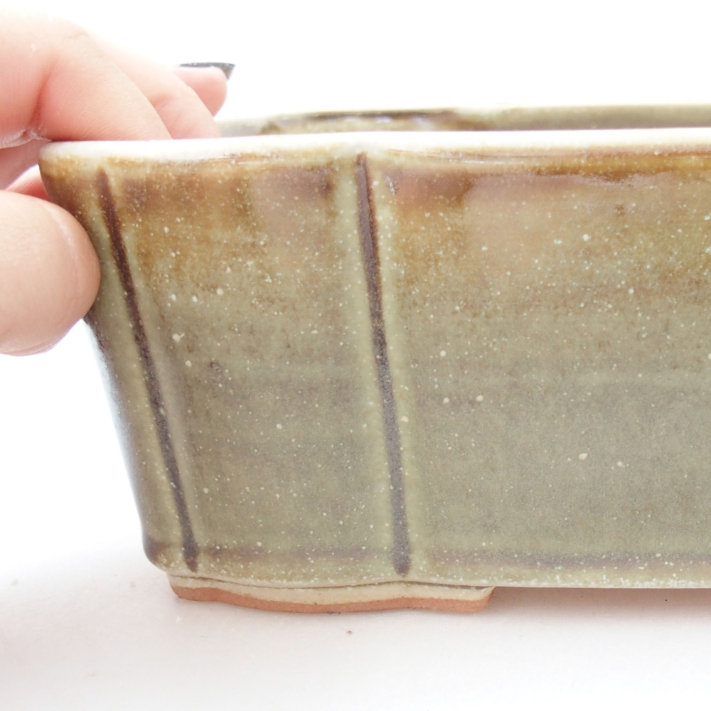 Ceramic bonsai bowl 20,5 x 17 x 7 cm, color green