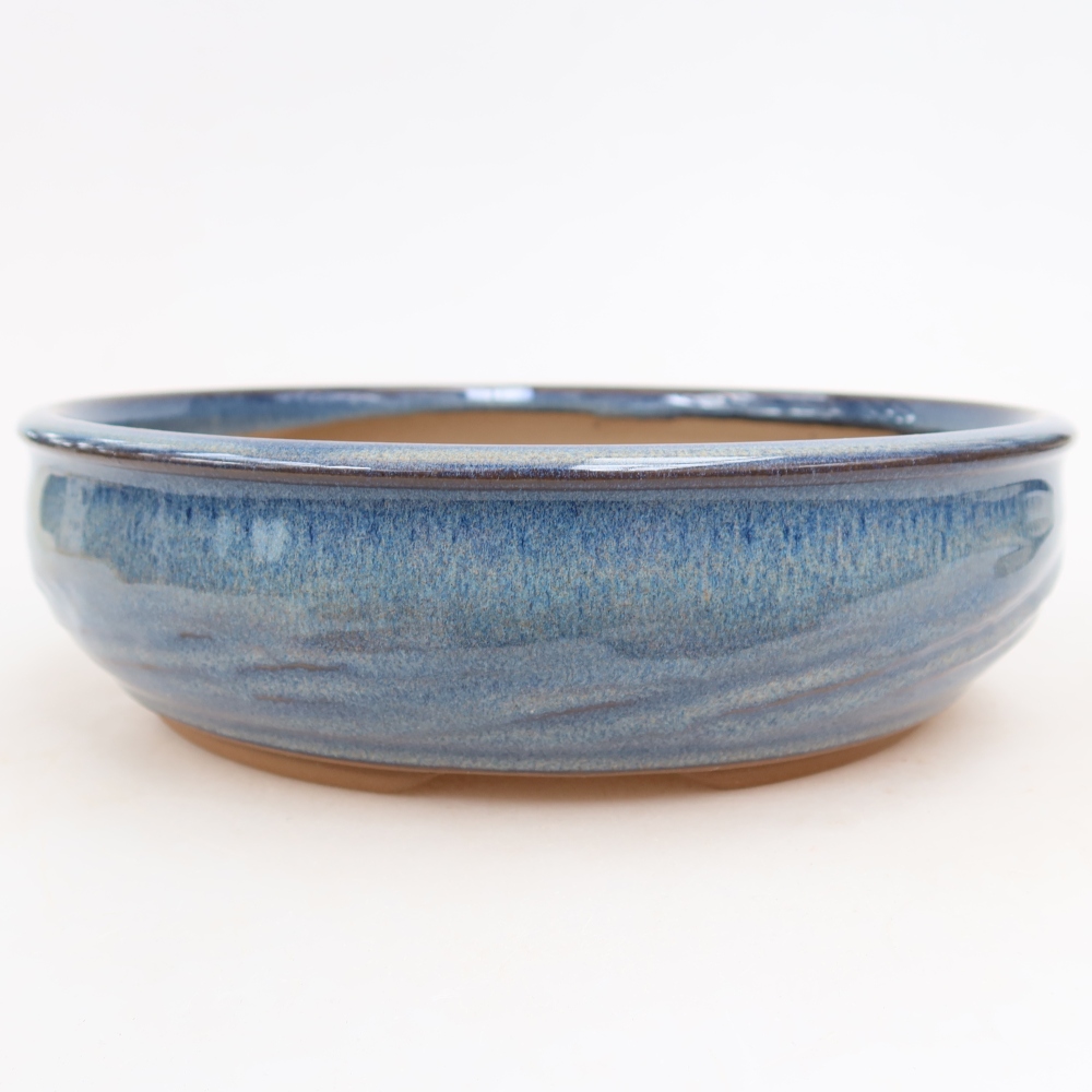 Ceramic bonsai pot, 22.5 x 22.5 x 6.5 cm, blue