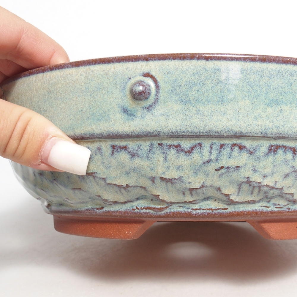 Ceramic bonsai bowl 21 x 21 x 7 cm, green