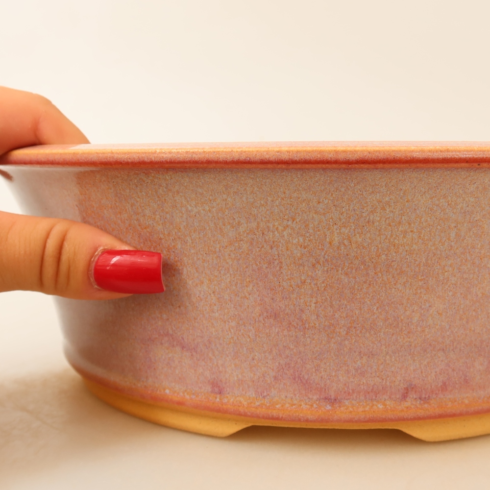 Ceramic bonsai pot, 25 x 25 x 8 cm, pink