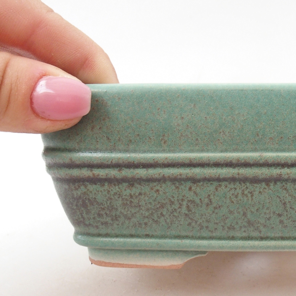 Ceramic bonsai bowl 17 x 12 x 5,5 cm, color green