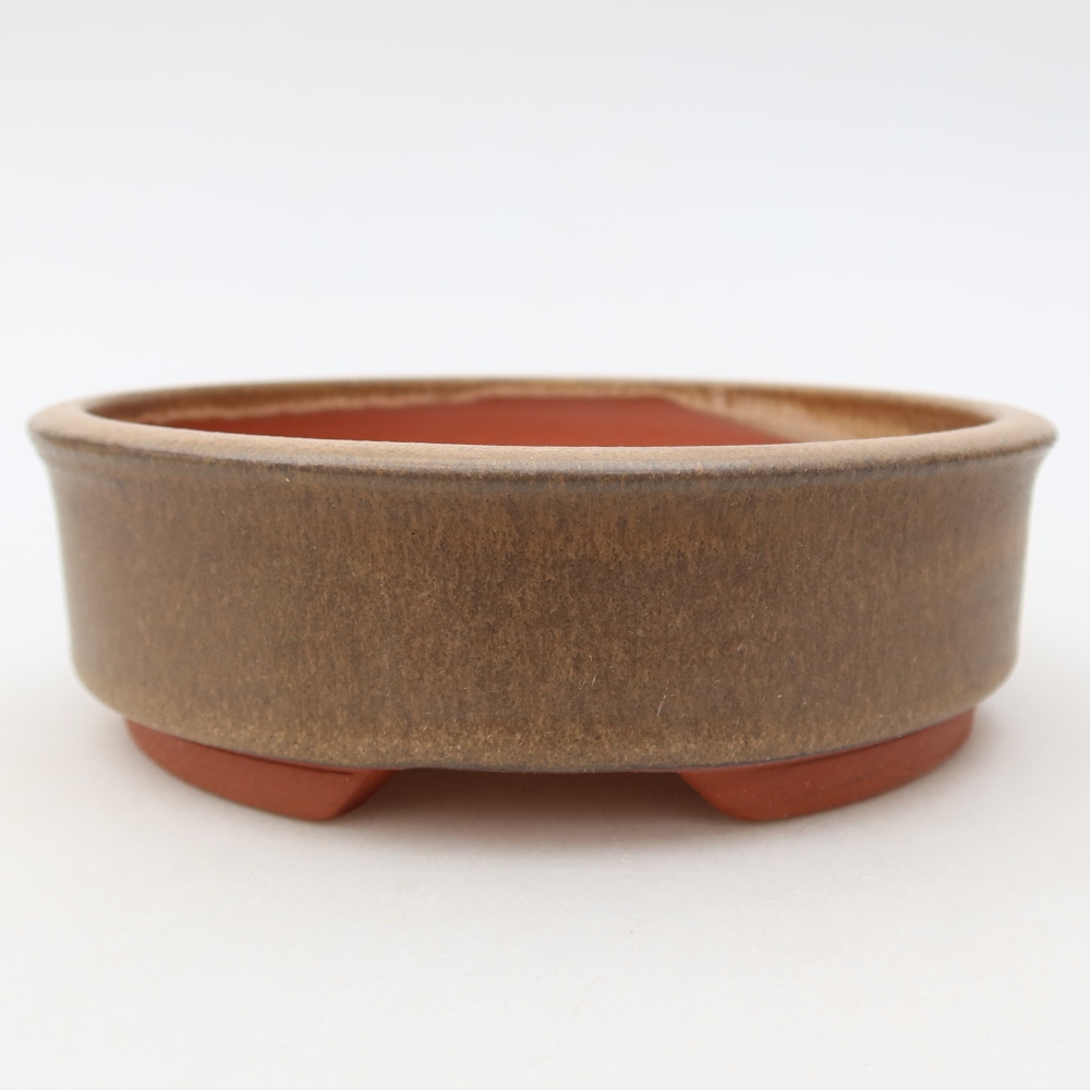 Ceramic bonsai pot, 14.5 x 14.5 x 4.5 cm, brown