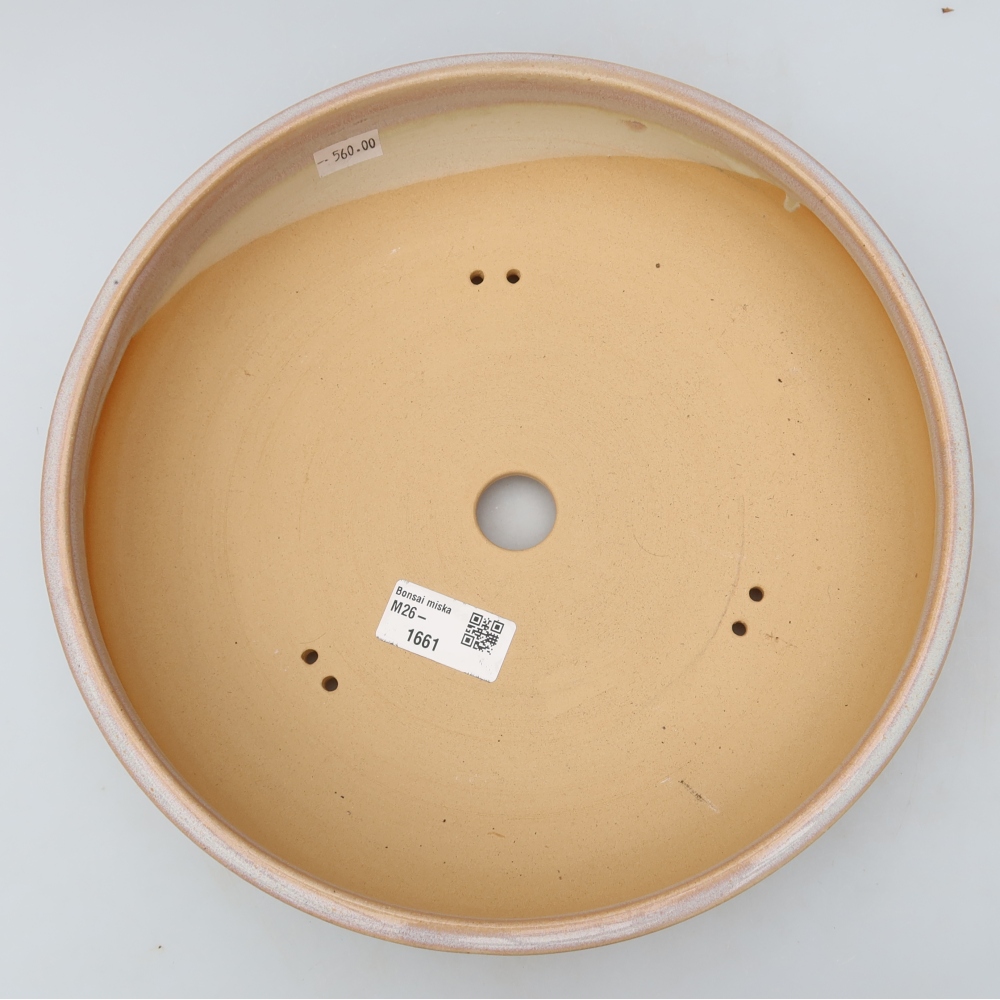 Ceramic bonsai pot, 25.5 x 25.5 x 6.5 cm, beige
