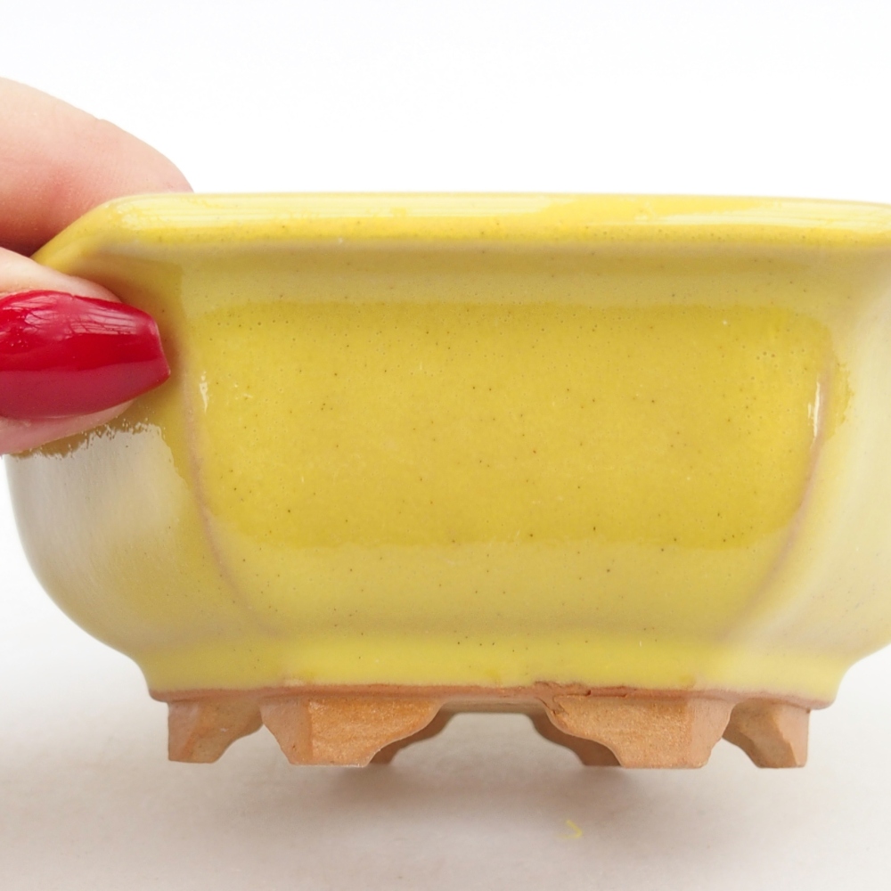Ceramic bonsai bowl 12 x 10,5 x 4,5 cm, yellow
