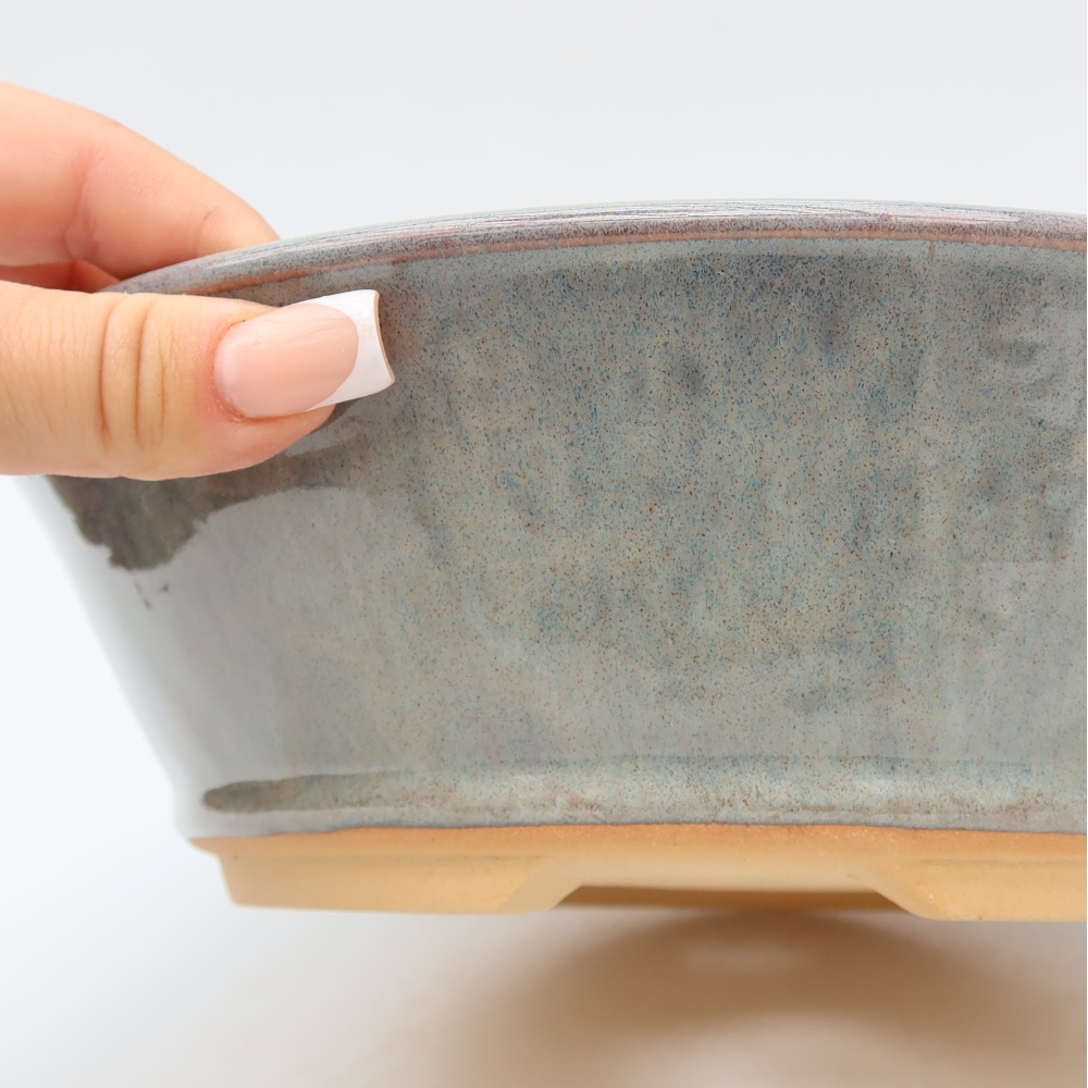 Ceramic bonsai pot, 24.5 x 24.5 x 7.5 cm, gray