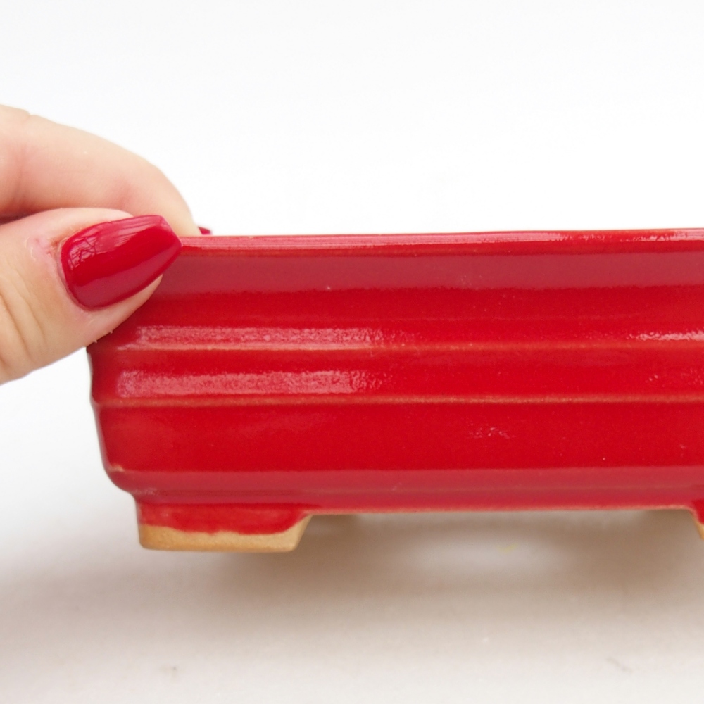 Ceramic bonsai bowl 13,5 x 10 x 4,5 cm, colour red