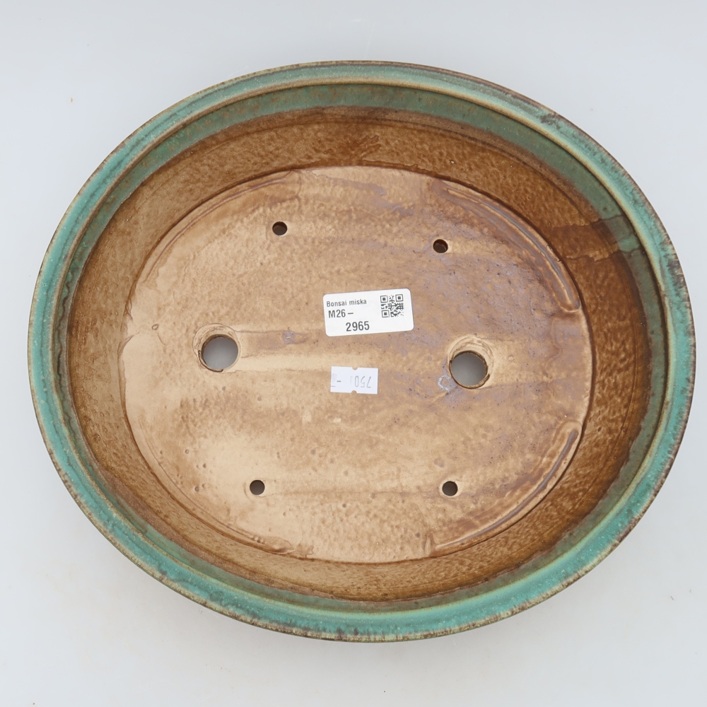 Ceramic bonsai pot, 27 x 24.5 x 6 cm, green