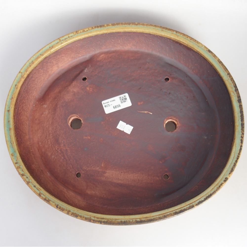 Ceramic bonsai bowl 31,5 x 27,5 x 6,5 cm, green