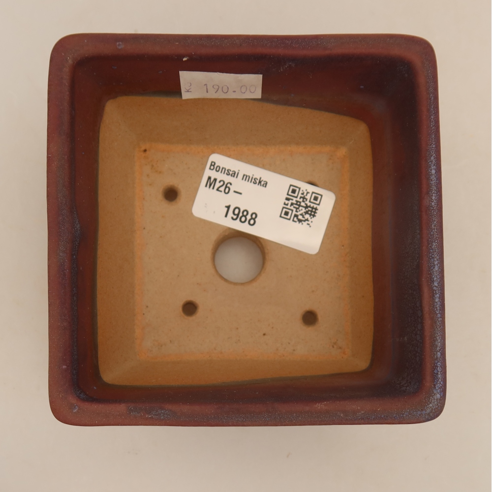 Ceramic bonsai pot, 9.5 x 9.5 x 5.5 cm, purple