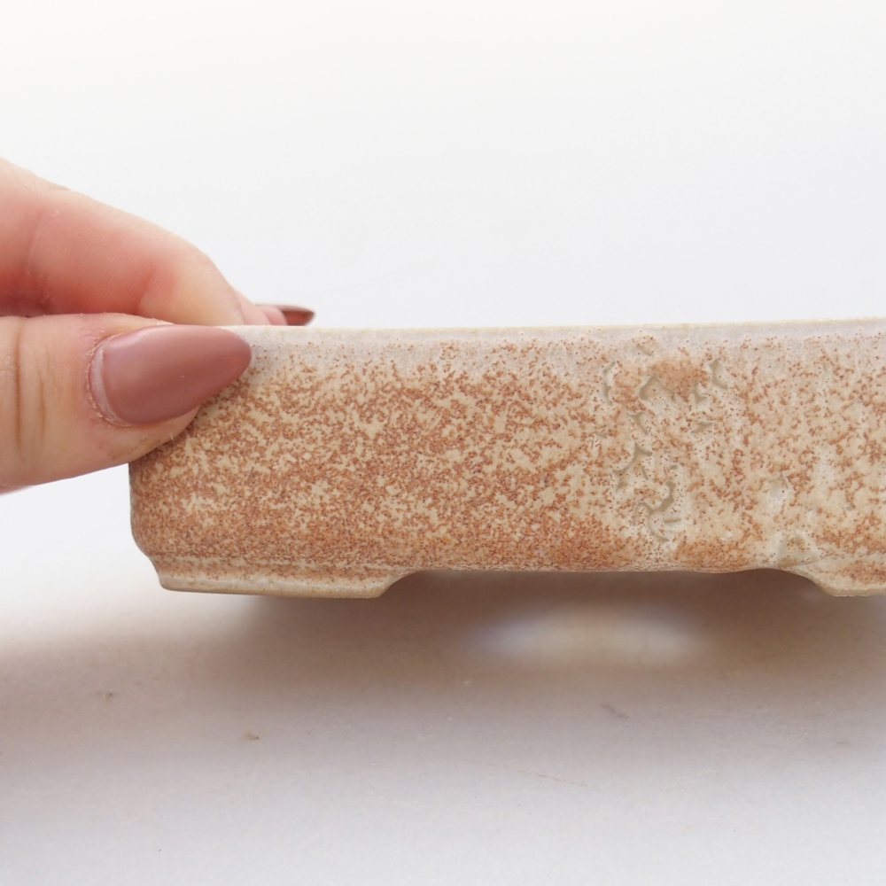 Ceramic bonsai bowl 13 x 9,5 x 3,5 cm, colour beige