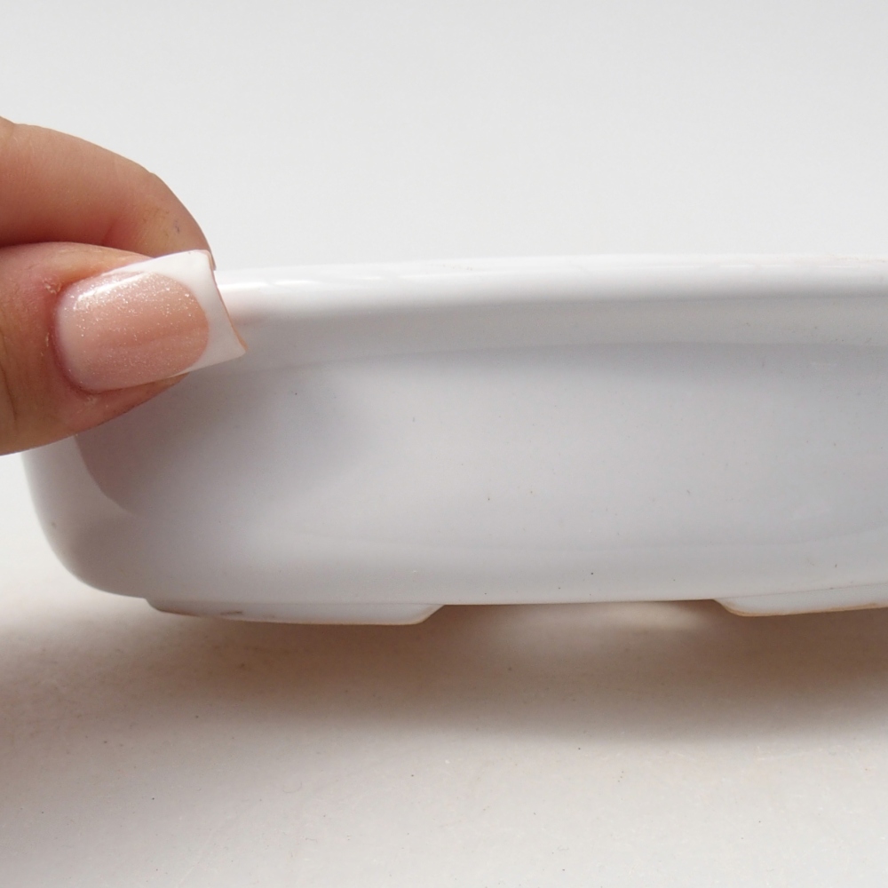 Ceramic bonsai bowl 14,5 x 10,5 x 3,5 cm, colour white