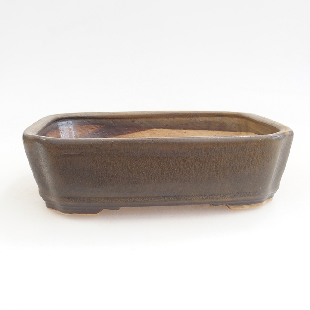 Ceramic bonsai bowl 21 x 18 x 6 cm, brown