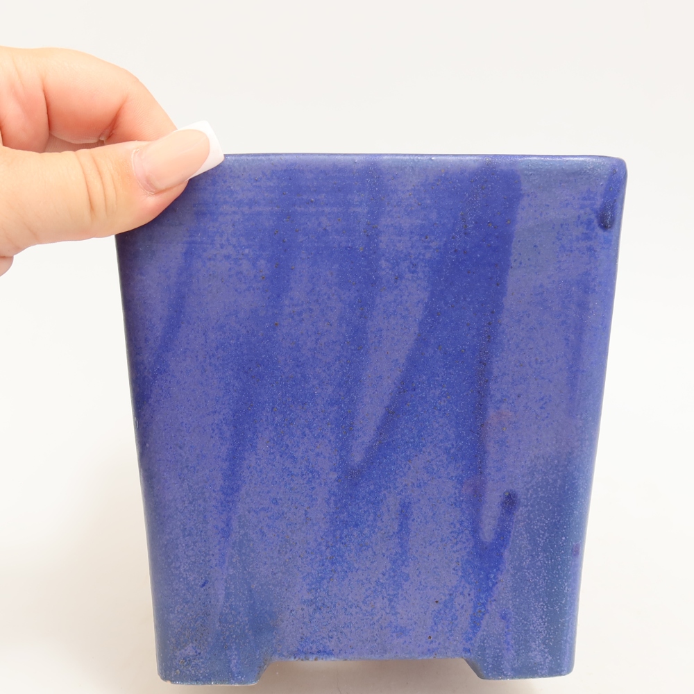 Ceramic bonsai pot, 13 x 13 x 13.5 cm, blue