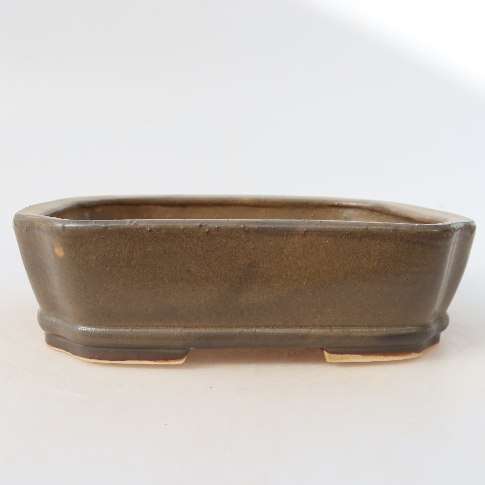Ceramic bonsai pot, 17.5 x 14.5 x 5 cm, brown