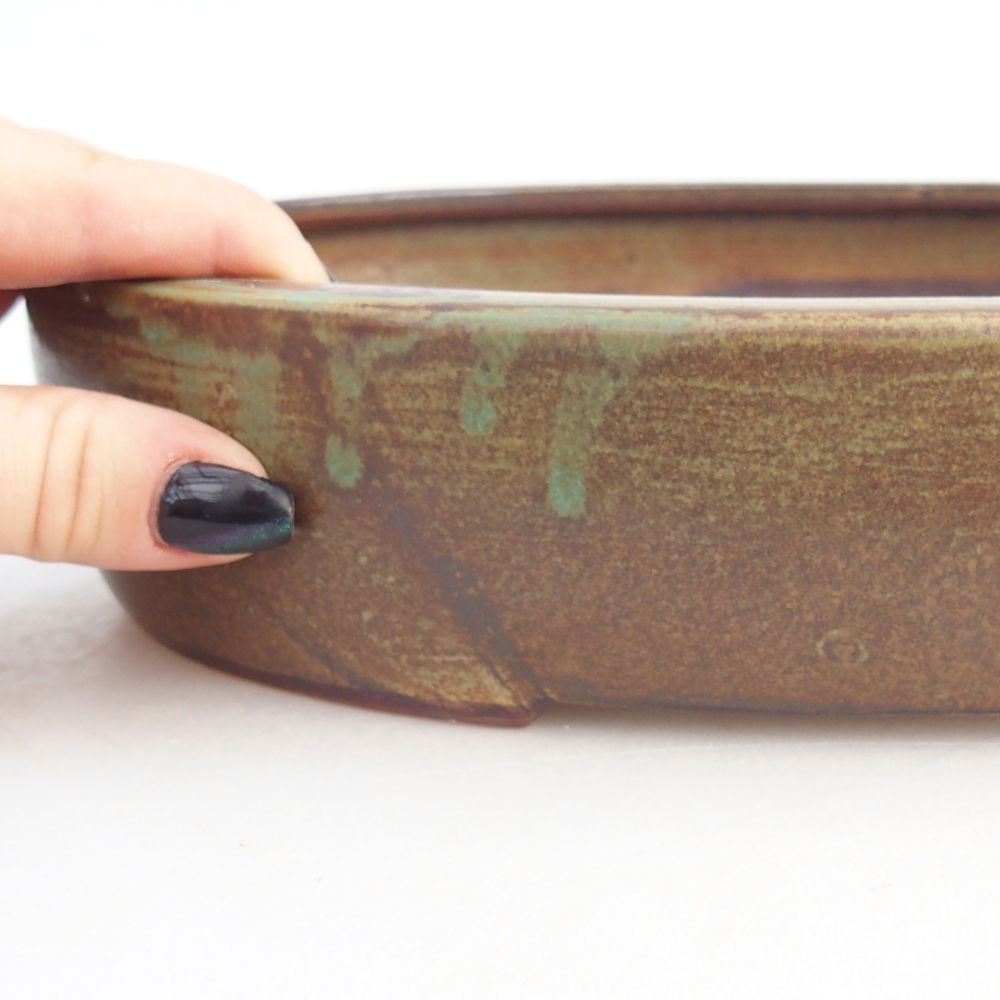 Ceramic bonsai bowl 27 x 21 x 5,5 cm, green