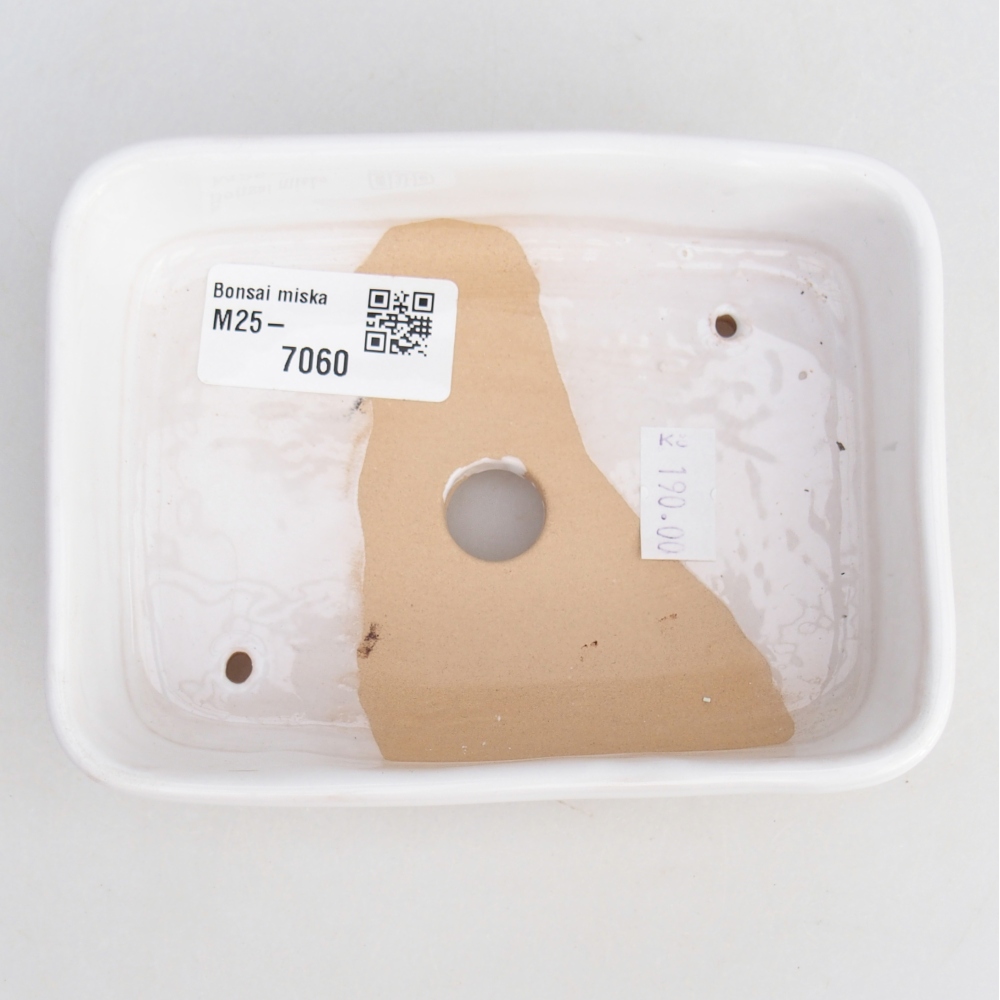 Ceramic bonsai bowl 12,5 x 9,5 x 3,5 cm, colour white