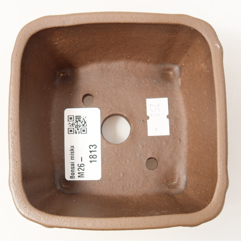 Ceramic bonsai pot, 10.5 x 10.5 x 4.5 cm, brown