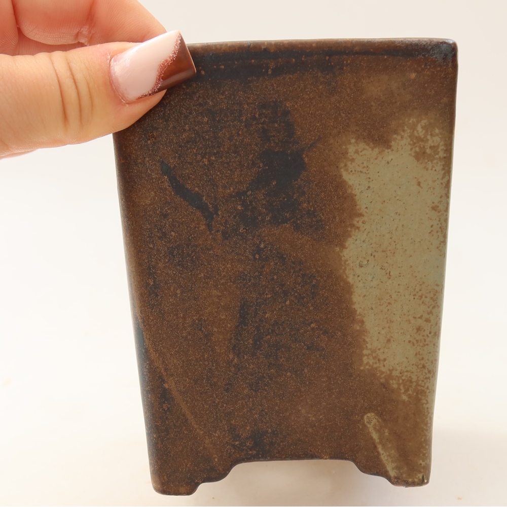 Ceramic bonsai pot, 9 x 9 x 11.5 cm, brown