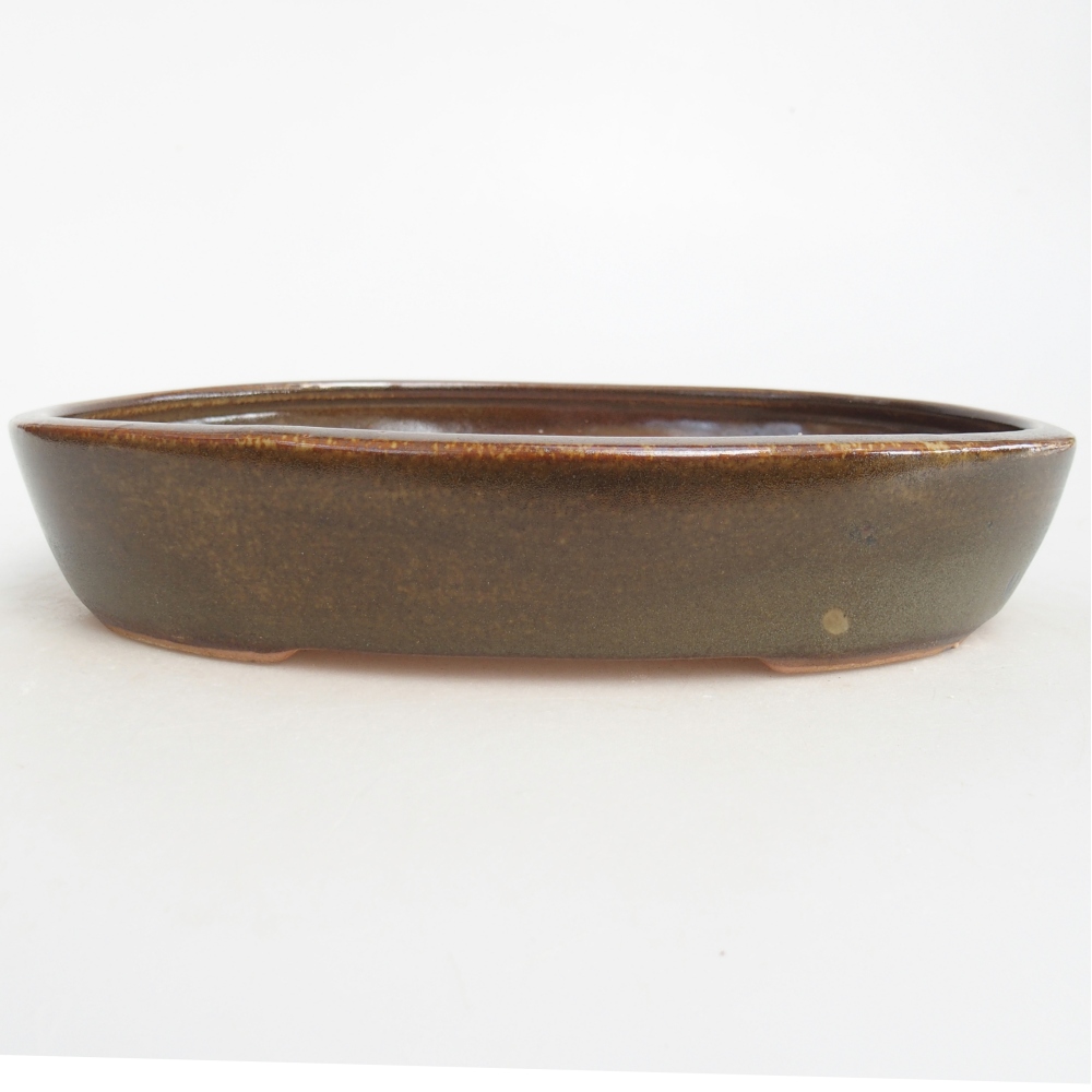 Ceramic bonsai bowl 22 x 17 x 4 cm, brown